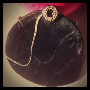Vintage Black Velvet small  Evening Bag